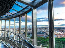 Views from the Moncloa Tower looking out on a bright sunny day over Madrid